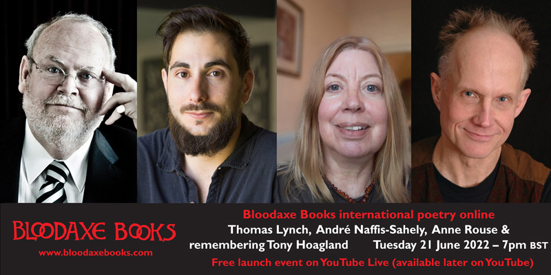 Launch reading by Thomas Lynch, André Naffis-Sahely & Anne Rouse plus Tony Hoagland